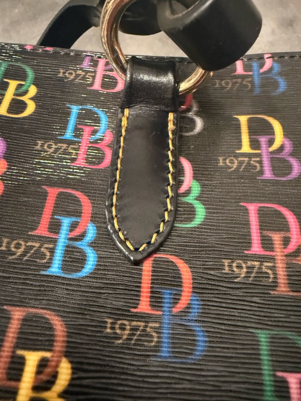 Dooney & Bourke Black Multicolor DB Print Tote - Picture 10 of 11